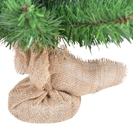 1 Pc 2 3 Feet Tabletop Unlit Christmas Tree In Burlap Base For Outdoor And Indoor