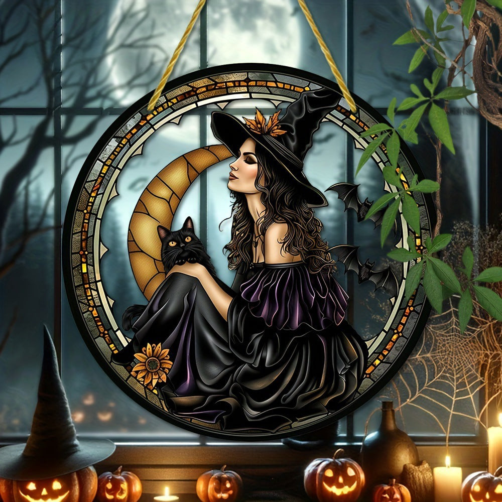 Acrylic Halloween Witch Pendant Color Disc Wall Decorations, Pumpkin lanterns, Jack o Lanterns, Halloween Lights, Halloween Decoration Ornaments, Halloween inflatables, carved pumpkins, Halloween wreaths, Halloween Candles, and animatronics Halloween.
