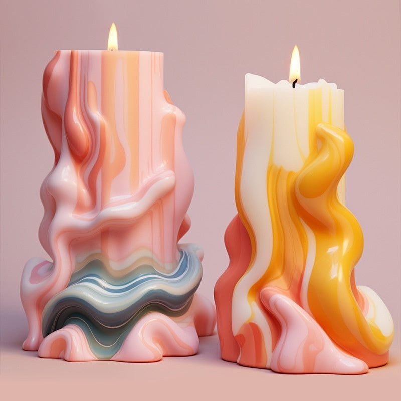 Wavy Cylindrical Aromatherapy Candle Silicone Mold DIY