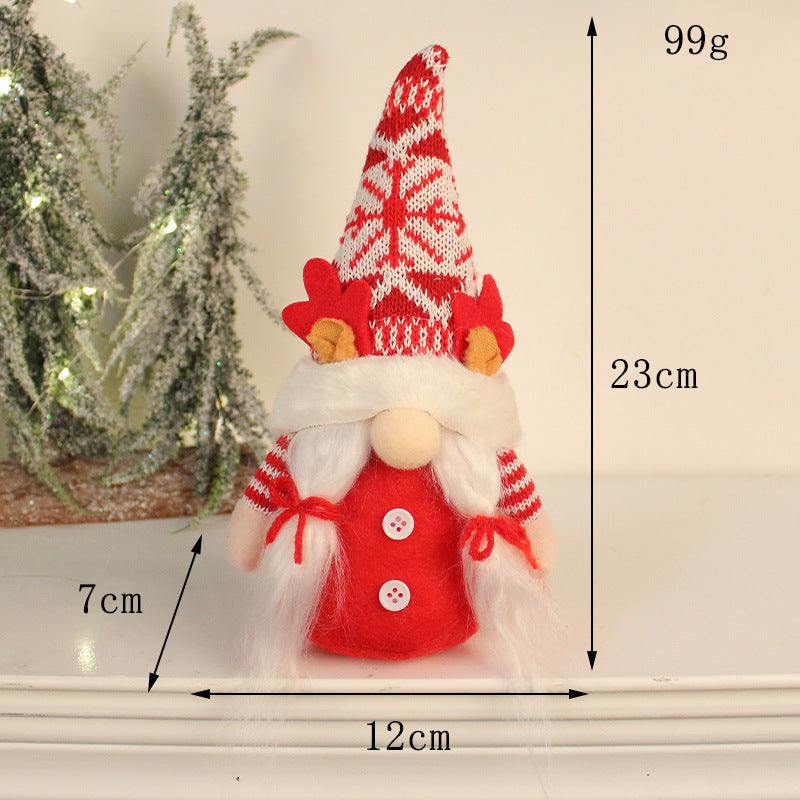 Amazon New Snowflake Antlers Doll Nordic Knitted Faceless Doll Christmas Decorations