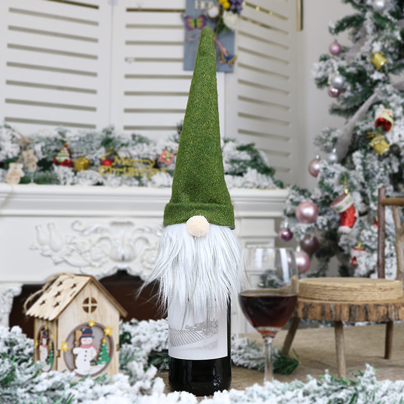 Christmas faceless old man doll wine bottle set