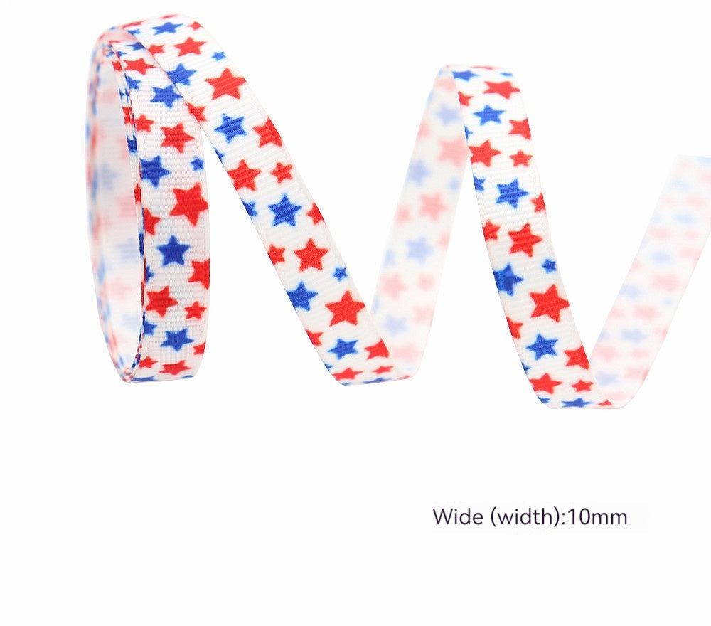 Stars And Stripes Ribbon Dovetail Bowknot Hair Ring Double Stitching Dovetail Ribbon