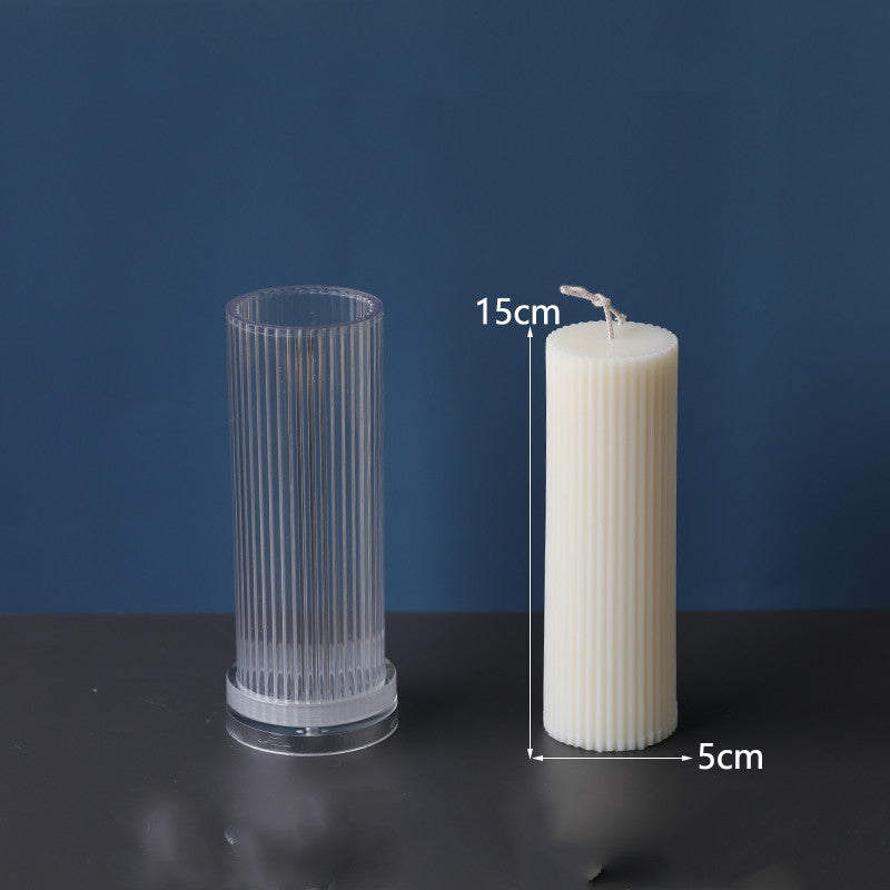 Vertical stripes cylindrical candle acrylic mold, Geometric candle molds, Abstract candle molds, DIY candle making molds, Silicone candle molds
