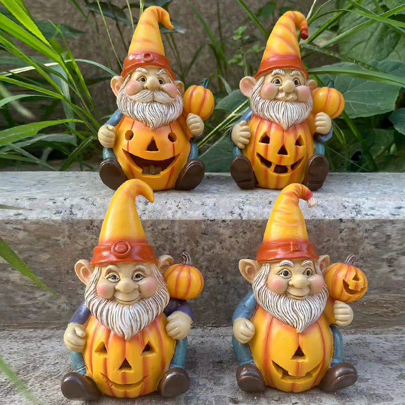 New Halloween Decorations Pumpkin Old Man Statue Home Resin Crafts