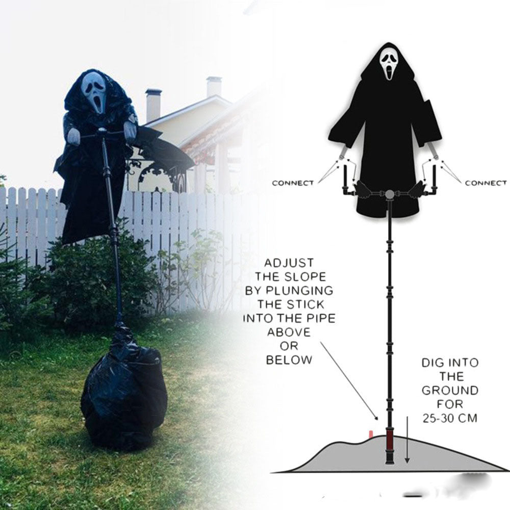 Ghost Robe Scarecrow Halloween Decoration, Pumpkin lanterns, Jack o Lanterns, Halloween Lights, Halloween Decoration Ornaments, Halloween inflatables, carved pumpkins, Halloween wreaths, Halloween Candles, and animatronics Halloween.
