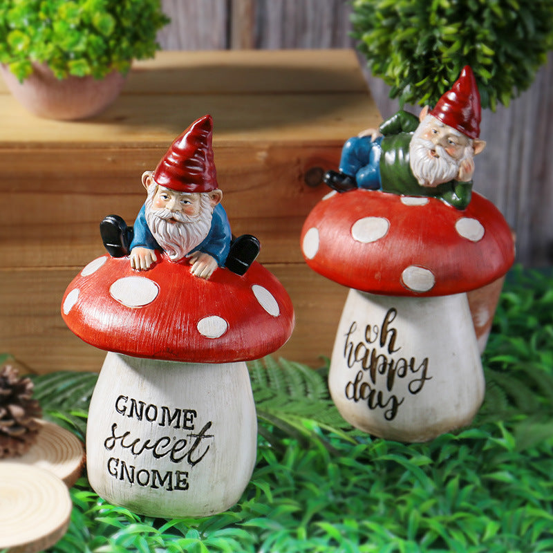 Garden Sitting Mushroom Decoration Garden Courtyard Elf Sculpture Landscape Decorations, Garden gnomes, Lawn gnomes, Outdoor gnomes, Yard gnomes, Ceramic gnomes, Concrete gnomes, Resin gnomes, Funny gnomes, Classic gnomes, Cute gnomes, Gnome statues, Decorative gnomes, Fantasy gnomes, Hand-painted gnomes, Whimsical gnomes, Gnome figurines, Novelty gnomes, Gnome with wheelbarrow, Gnome with mushroom, Gnome with lantern,
