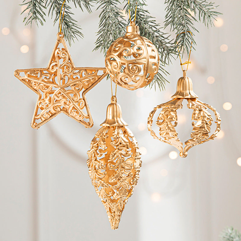 Christmas Tree Golden Hollow Five-pointed Star Pendant Creative