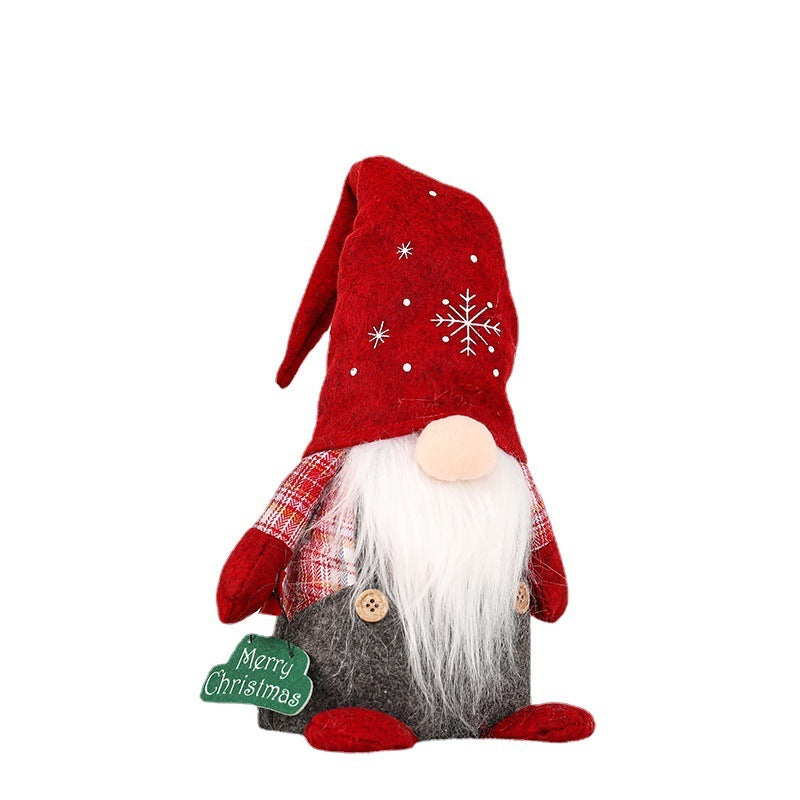 Christmas Decoration Sitting Faceless Doll Plaid Ribbon Hat