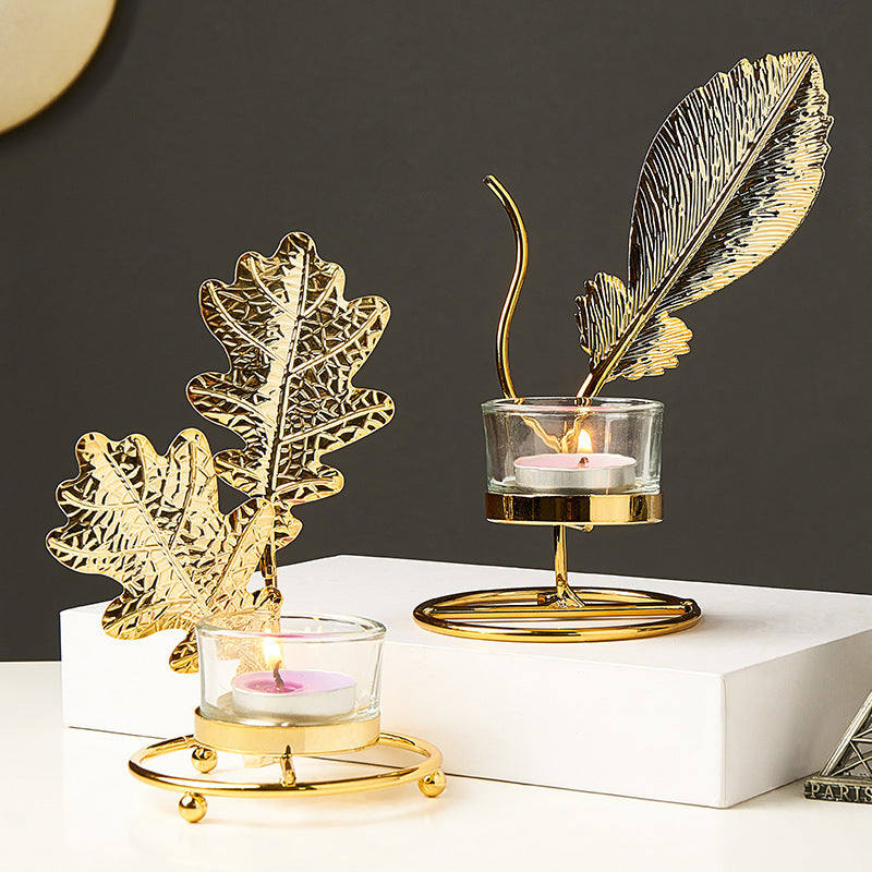 Modern Light Luxury Wrought Iron Gold Candle Holder Small Ornaments