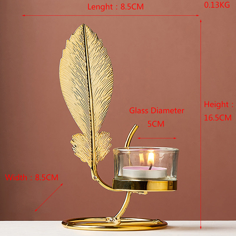 Modern Light Luxury Wrought Iron Gold Candle Holder Small Ornaments