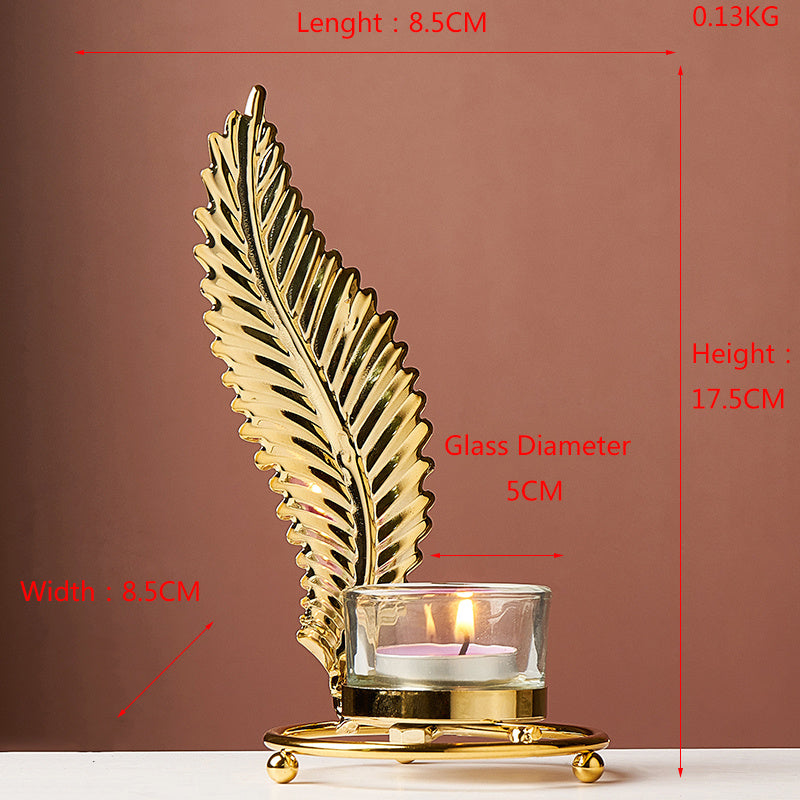 Modern Light Luxury Wrought Iron Gold Candle Holder Small Ornaments