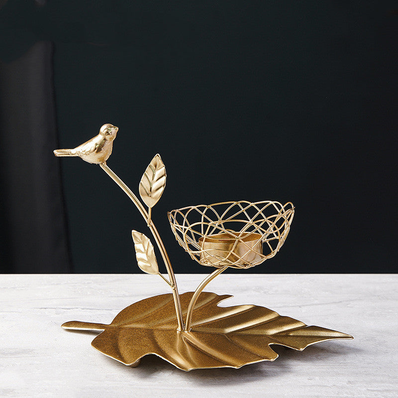 Golden Wrought Iron Candle Holder Decoration