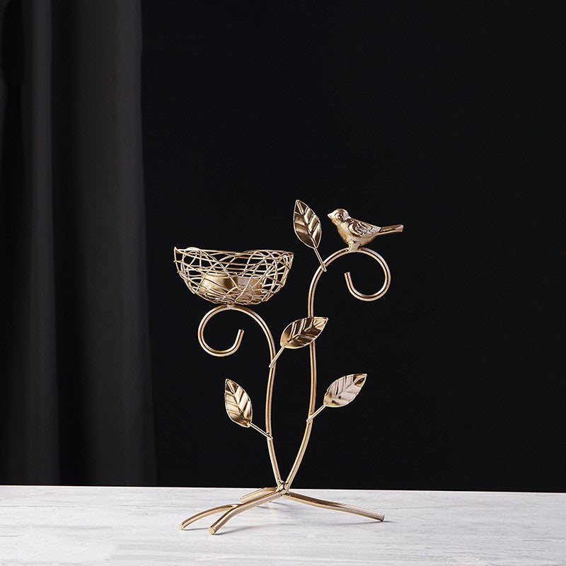 Golden Wrought Iron Candle Holder Decoration