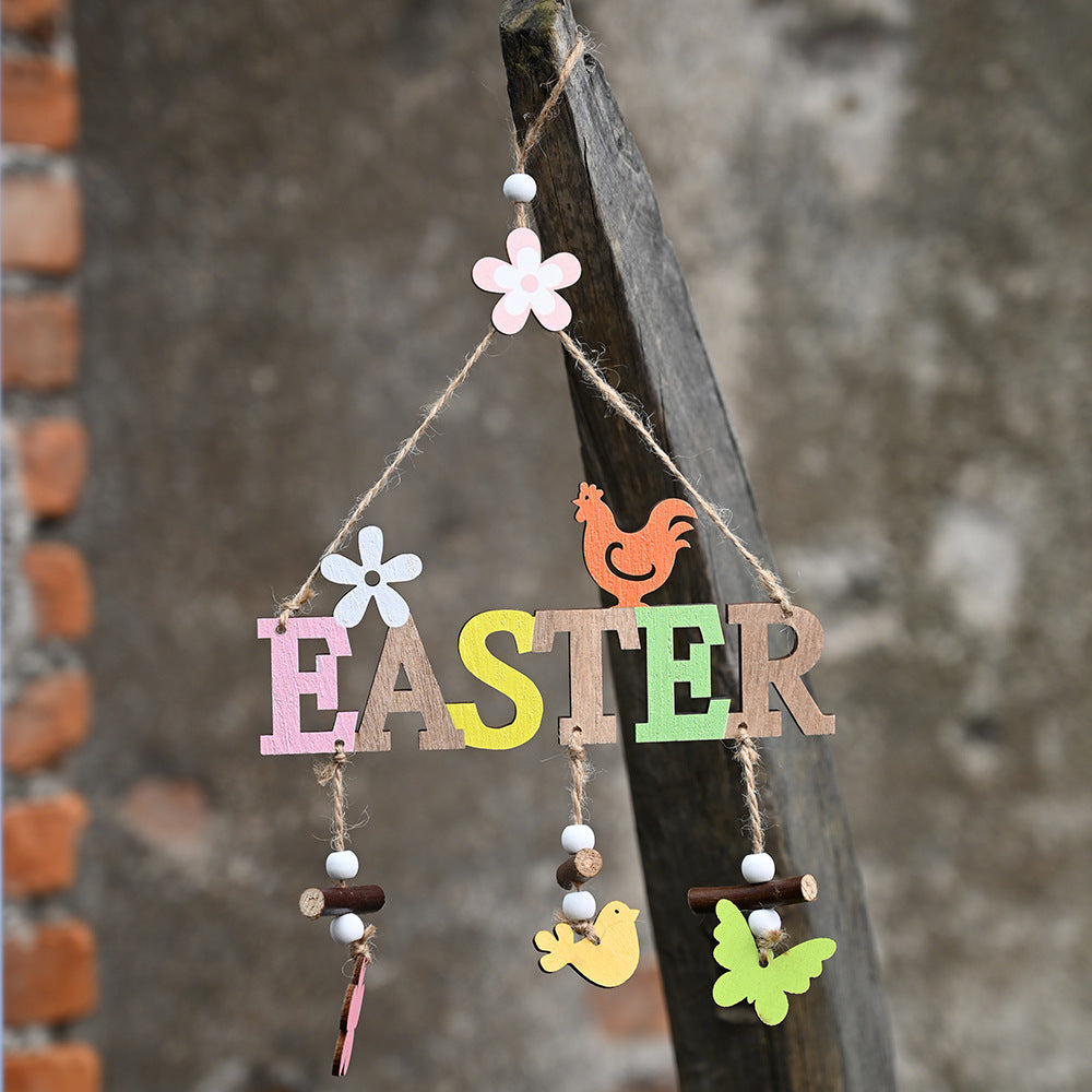 Easter Decorations Easter Wooden Letter Plate Pendant Nordic Style