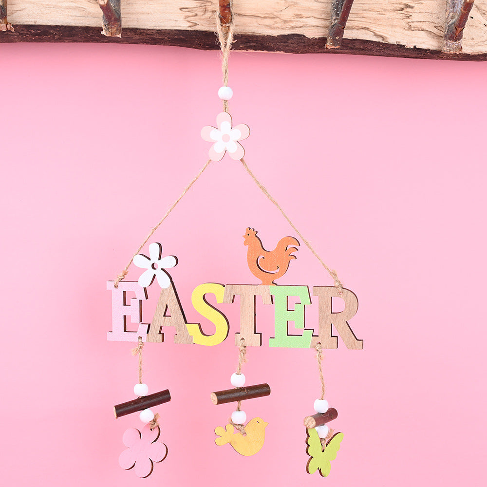 Easter Decorations Easter Wooden Letter Plate Pendant Nordic Style