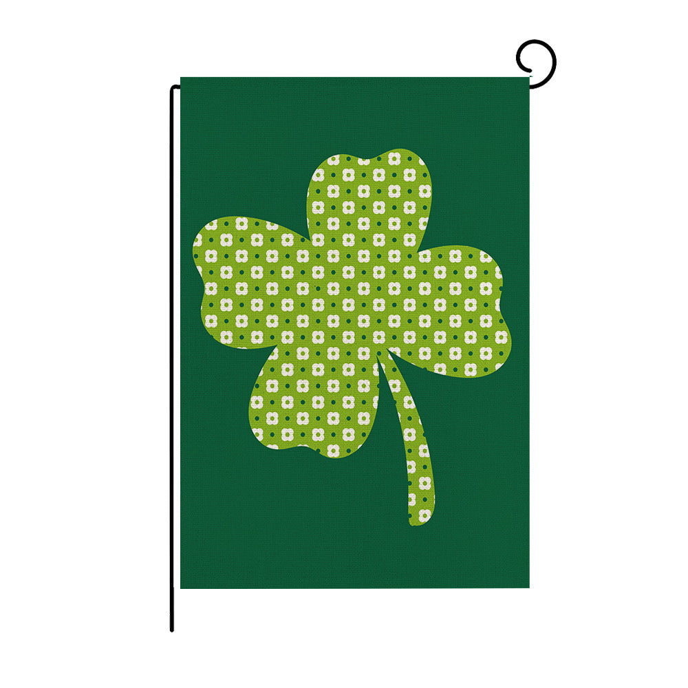 Green Four-leaf Clover Print St Patrick's Day Garden Flag, St Patrick's day decorations, St. Patrick's Day decorations, Shamrock decorations, Leprechaun decorations, Pot of gold decorations, St. Patrick's Day wreaths, St. Patrick's Day garlands, St. Patrick's Day centerpieces, St. Patrick's Day table runners, St. Patrick's Day tablecloths, St. Patrick's Day banners, St. Patrick's Day streamers, St. Patrick's Day balloons, St. Patrick's Day lights, St. Patrick's Day door wreaths, St. Patrick's Day wall art, 