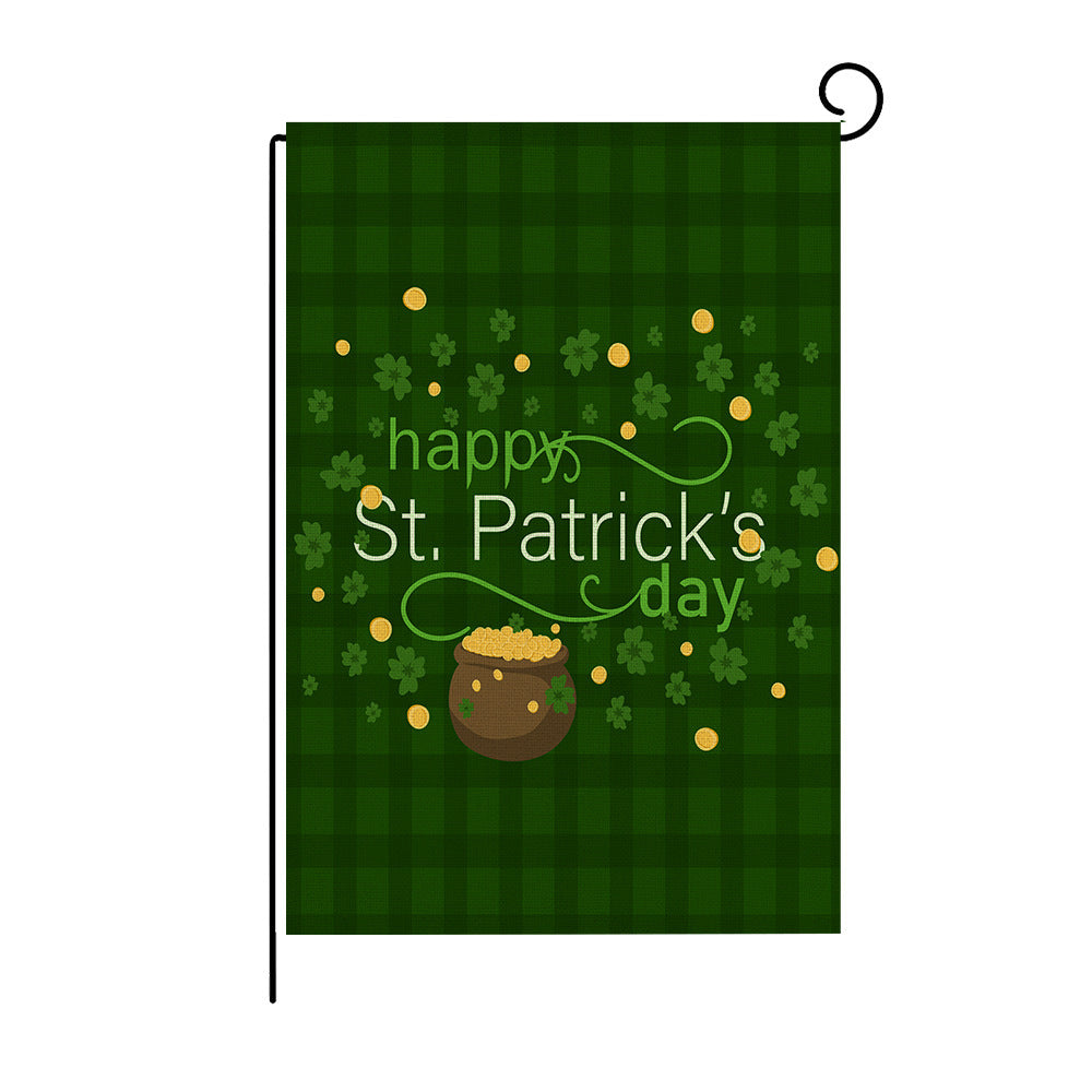 Green Four-leaf Clover Print St Patrick's Day Garden Flag, St Patrick's day decorations, St. Patrick's Day decorations, Shamrock decorations, Leprechaun decorations, Pot of gold decorations, St. Patrick's Day wreaths, St. Patrick's Day garlands, St. Patrick's Day centerpieces, St. Patrick's Day table runners, St. Patrick's Day tablecloths, St. Patrick's Day banners, St. Patrick's Day streamers, St. Patrick's Day balloons, St. Patrick's Day lights, St. Patrick's Day door wreaths, St. Patrick's Day wall art, 