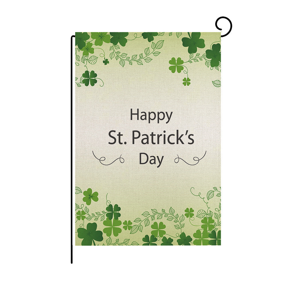 Green Four-leaf Clover Print St Patrick's Day Garden Flag, St Patrick's day decorations, St. Patrick's Day decorations, Shamrock decorations, Leprechaun decorations, Pot of gold decorations, St. Patrick's Day wreaths, St. Patrick's Day garlands, St. Patrick's Day centerpieces, St. Patrick's Day table runners, St. Patrick's Day tablecloths, St. Patrick's Day banners, St. Patrick's Day streamers, St. Patrick's Day balloons, St. Patrick's Day lights, St. Patrick's Day door wreaths, St. Patrick's Day wall art, 