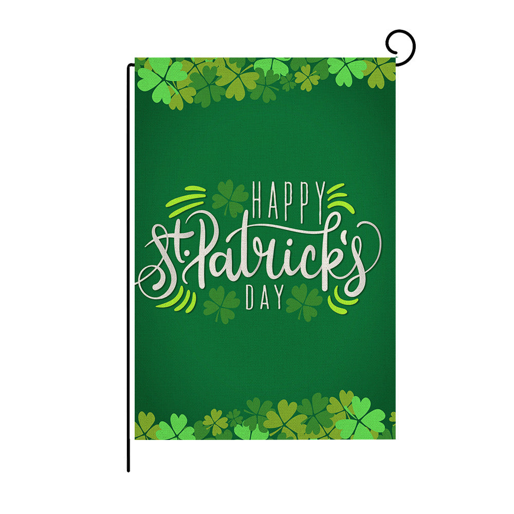 Green Four-leaf Clover Print St Patrick's Day Garden Flag, St Patrick's day decorations, St. Patrick's Day decorations, Shamrock decorations, Leprechaun decorations, Pot of gold decorations, St. Patrick's Day wreaths, St. Patrick's Day garlands, St. Patrick's Day centerpieces, St. Patrick's Day table runners, St. Patrick's Day tablecloths, St. Patrick's Day banners, St. Patrick's Day streamers, St. Patrick's Day balloons, St. Patrick's Day lights, St. Patrick's Day door wreaths, St. Patrick's Day wall art, 