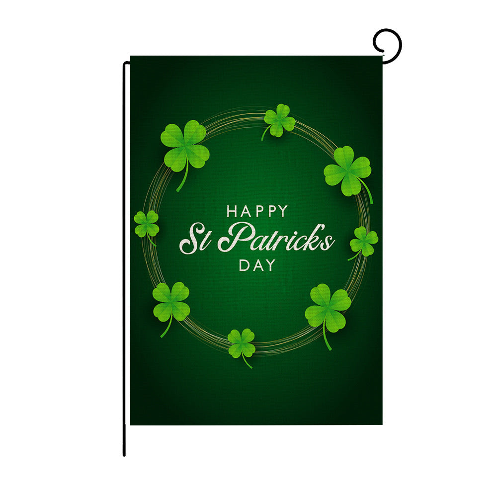 Green Four-leaf Clover Print St Patrick's Day Garden Flag, St Patrick's day decorations, St. Patrick's Day decorations, Shamrock decorations, Leprechaun decorations, Pot of gold decorations, St. Patrick's Day wreaths, St. Patrick's Day garlands, St. Patrick's Day centerpieces, St. Patrick's Day table runners, St. Patrick's Day tablecloths, St. Patrick's Day banners, St. Patrick's Day streamers, St. Patrick's Day balloons, St. Patrick's Day lights, St. Patrick's Day door wreaths, St. Patrick's Day wall art, 