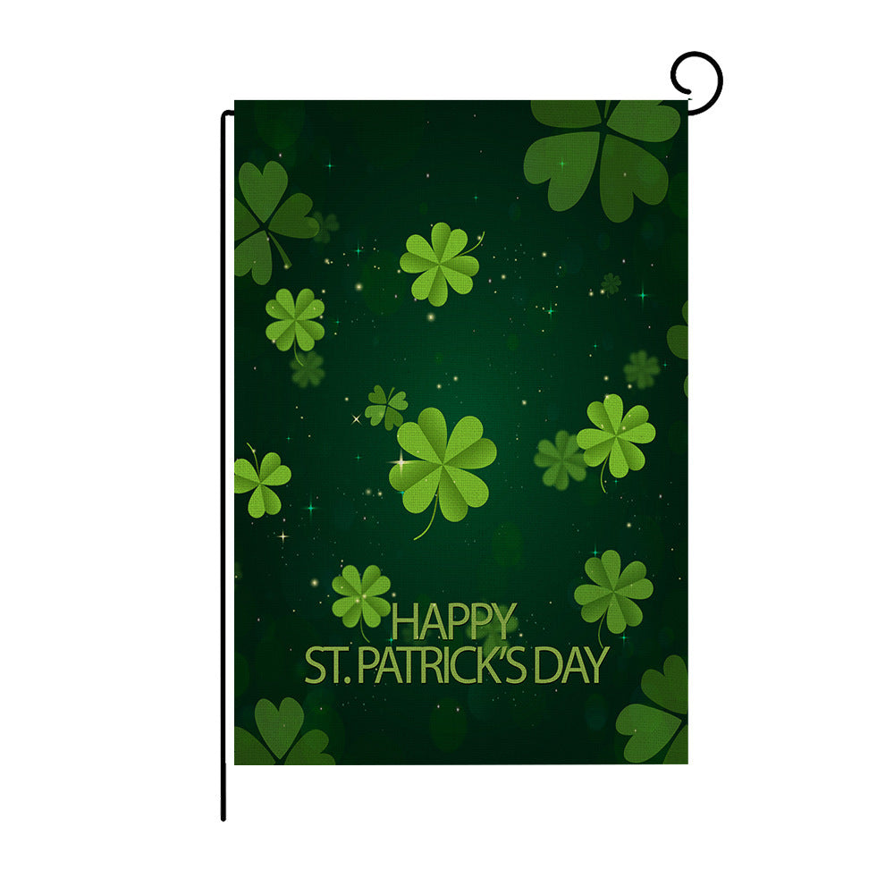 Green Four-leaf Clover Print St Patrick's Day Garden Flag, St Patrick's day decorations, St. Patrick's Day decorations, Shamrock decorations, Leprechaun decorations, Pot of gold decorations, St. Patrick's Day wreaths, St. Patrick's Day garlands, St. Patrick's Day centerpieces, St. Patrick's Day table runners, St. Patrick's Day tablecloths, St. Patrick's Day banners, St. Patrick's Day streamers, St. Patrick's Day balloons, St. Patrick's Day lights, St. Patrick's Day door wreaths, St. Patrick's Day wall art, 