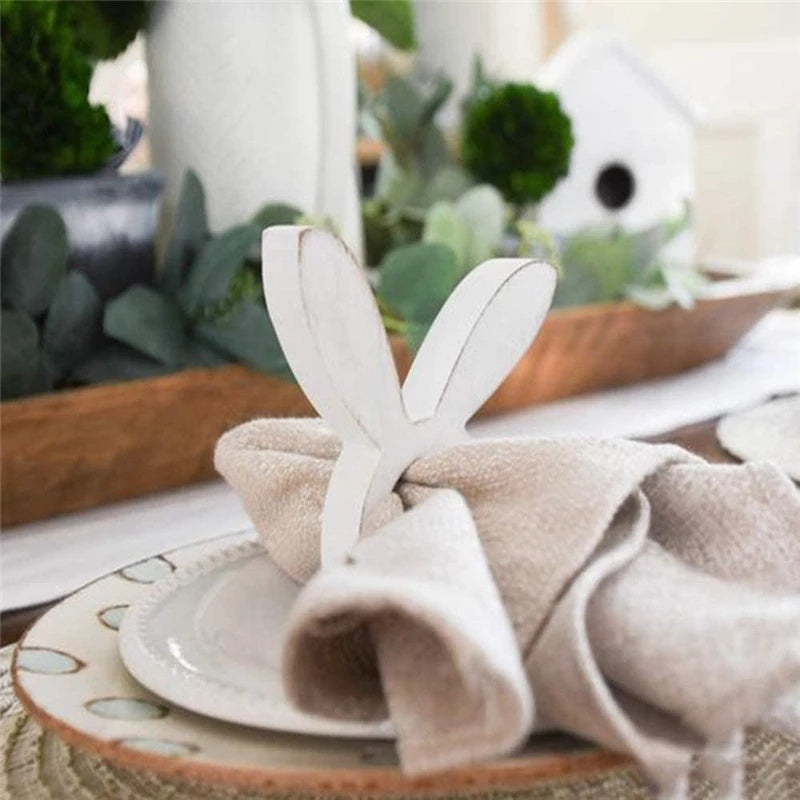 Easter Bunny Napkin Ring Holders Easter Table Decoration for Home Wooden Rabbit Ear Tissue Ring Happy Easter Party Supply, easter decorations, Easter Decor, easter table decor, outdoor easter decorations, shop easter, Decognomes, Spring Decorations