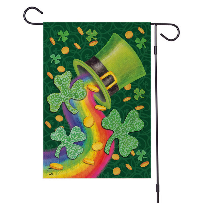 Linen Double-Sided Printing Clover Garden Flag,  St. Patrick's Day banners, Celtic-themed ornaments, Rainbow-inspired decor, Green-themed party supplies, Irish Festival Decoration Items, St Patricks Day Decoration Items, Decognomes,