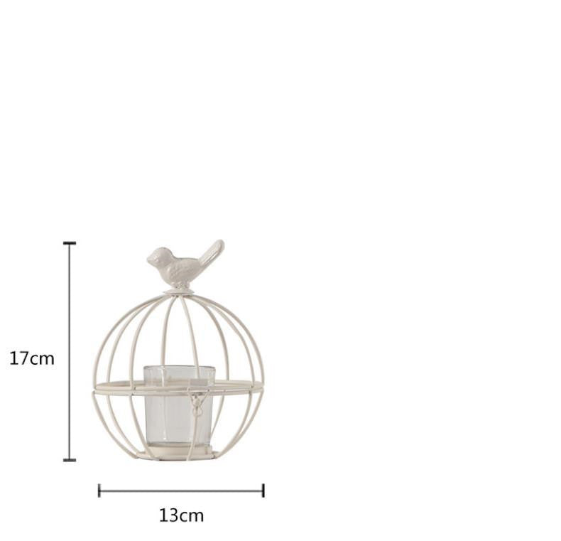 Retro Distressed Wrought Iron Bird Candle Holder