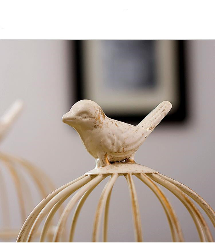 Retro Distressed Wrought Iron Bird Candle Holder