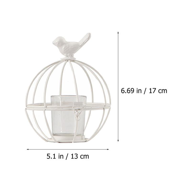 Retro Distressed Wrought Iron Bird Candle Holder