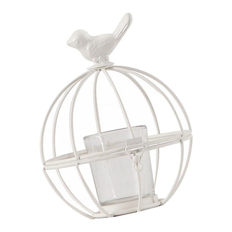 Retro Distressed Wrought Iron Bird Candle Holder