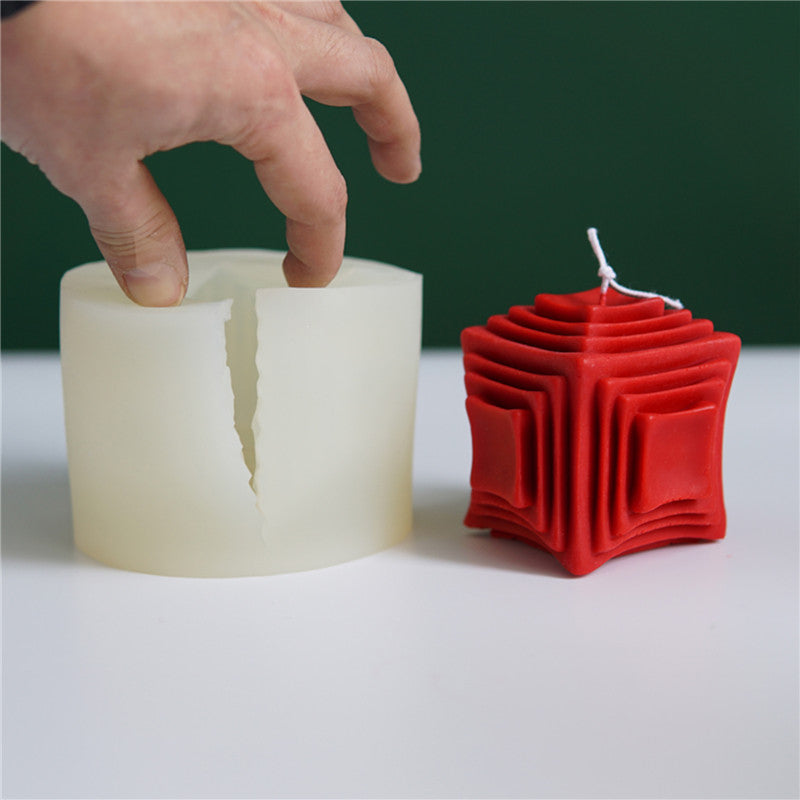 Geometric Multi-level Magic Cube Soy Wax Aroma Candle Model Decoration, Geometric candle molds, Abstract candle molds, DIY candle making molds, Silicone candle molds
