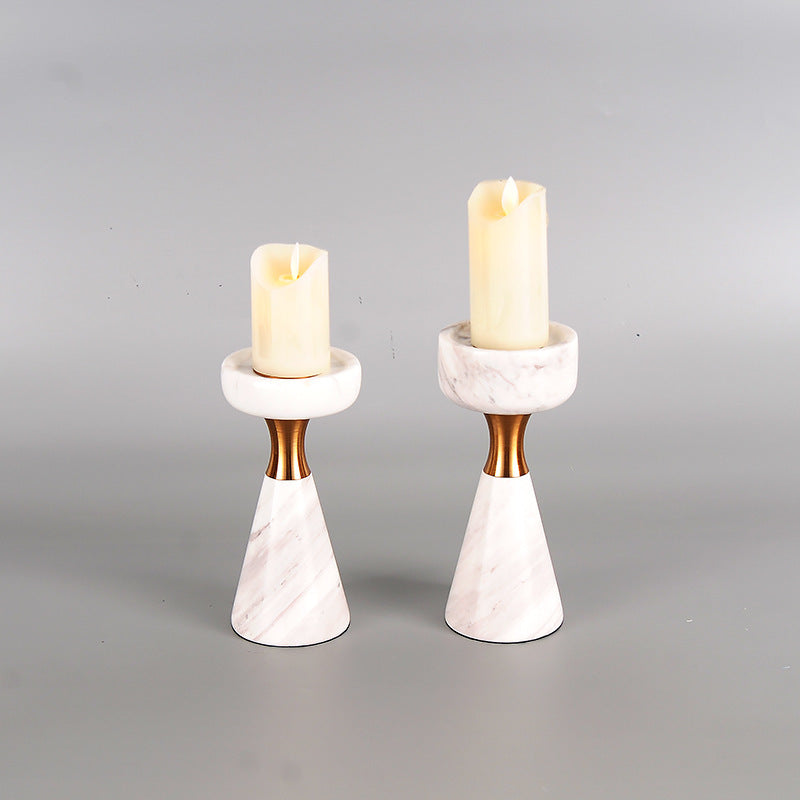 White Natural Marble U-shaped Candle Holder Decoration