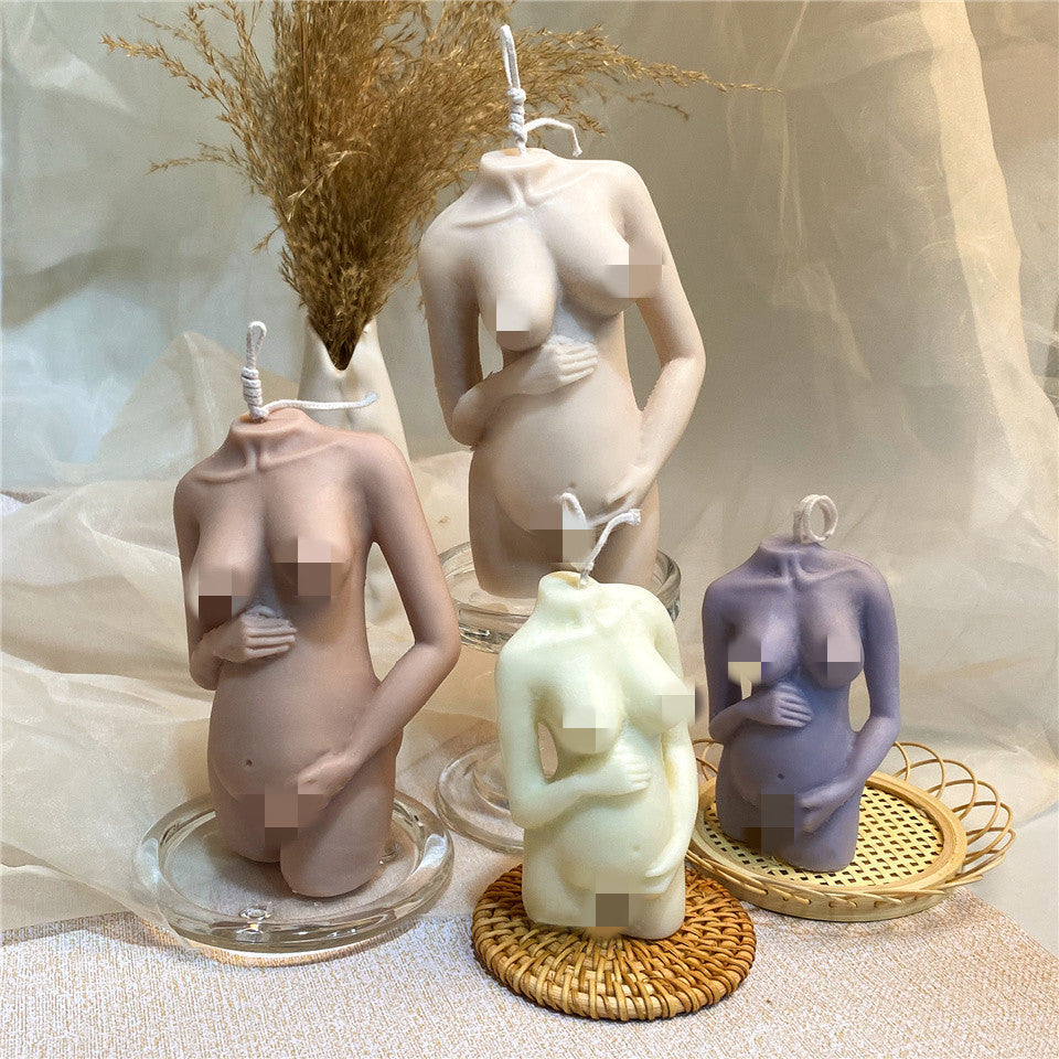 Slanted Shoulder Pregnant Woman Body Candle Mold Woman Size Aromatherapy Candle Cake Soap Mold