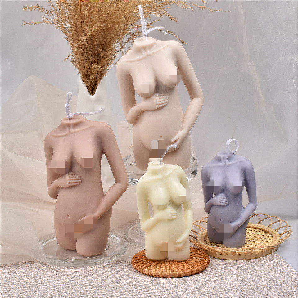 Slanted Shoulder Pregnant Woman Body Candle Mold Woman Size Aromatherapy Candle Cake Soap Mold