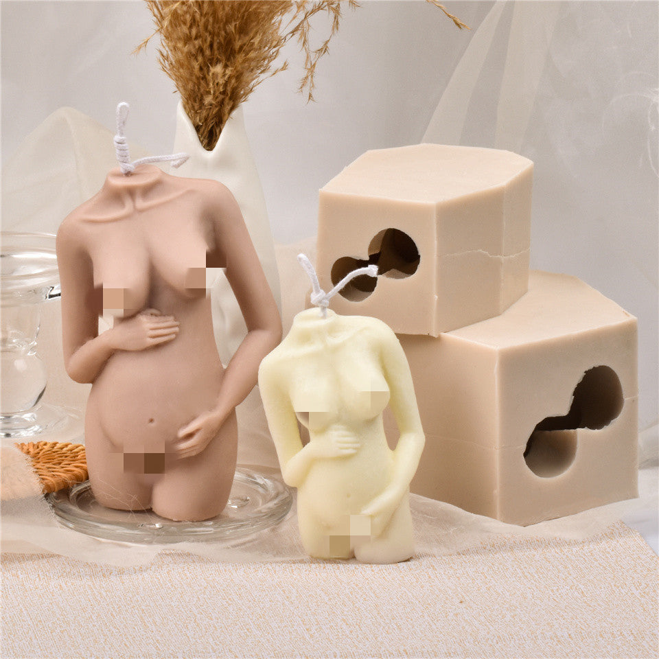 Slanted Shoulder Pregnant Woman Body Candle Mold Woman Size Aromatherapy Candle Cake Soap Mold