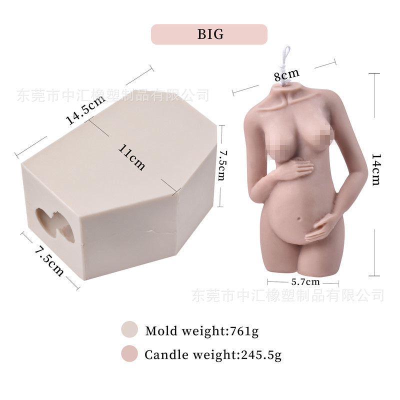 Slanted Shoulder Pregnant Woman Body Candle Mold Woman Size Aromatherapy Candle Cake Soap Mold