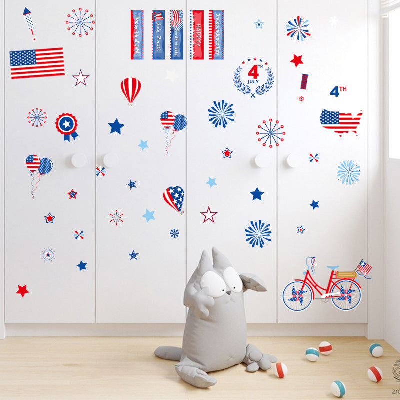 Independence Day Glass Cabinet Wall Sticker