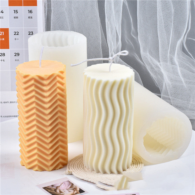 Silicone Tulip Geometric Line Water Cube Cylindrical Three-Dimensional Column Food Grade Liquid Silicone Candle Fondant Mold