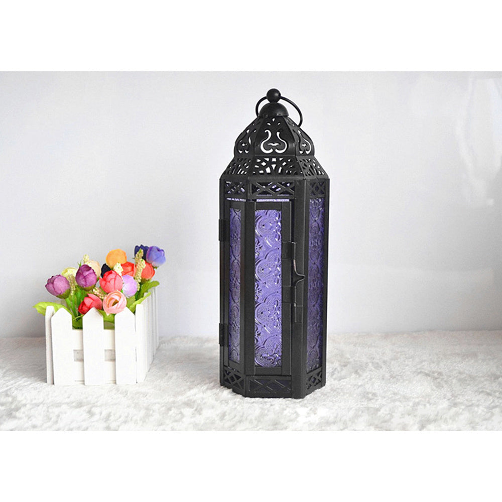 Jijia Direct Selling American Country Wrought Iron Glass Candle Holder Candle Typhoon Lamp Gift Home Atmosphere Decoration Ornaments