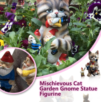 Garden gnomes, Lawn gnomes, Outdoor gnomes, Yard gnomes, Ceramic gnomes, Concrete gnomes, Resin gnomes, Funny gnomes, Classic gnomes, Cute gnomes, Gnome statues, Decorative gnomes, Fantasy gnomes, Hand-painted gnomes, Whimsical gnomes, Gnome figurines, Novelty gnomes, Gnome with wheelbarrow, Gnome with mushroom, Gnome with lantern, Evil Cat Garden Resin Statue Art Ornament Decoration