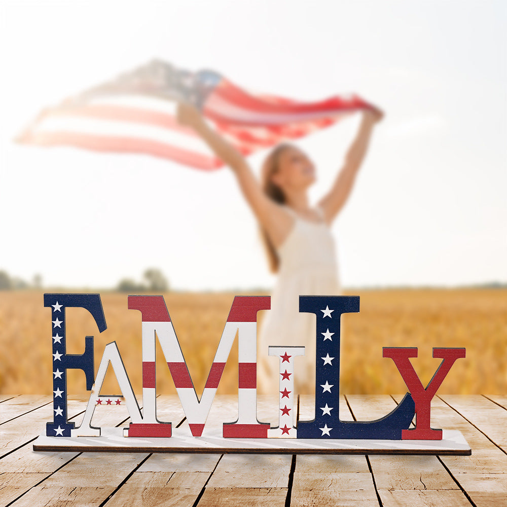 Patriotic decorations, Red, white and blue decorations, 4th of July decorations, , 4th of july wooden ornaments, July 4th centerpieces, American Independence Day National Day Decorations Wooden Letter Decoration Desktop Creative Printing Decoration