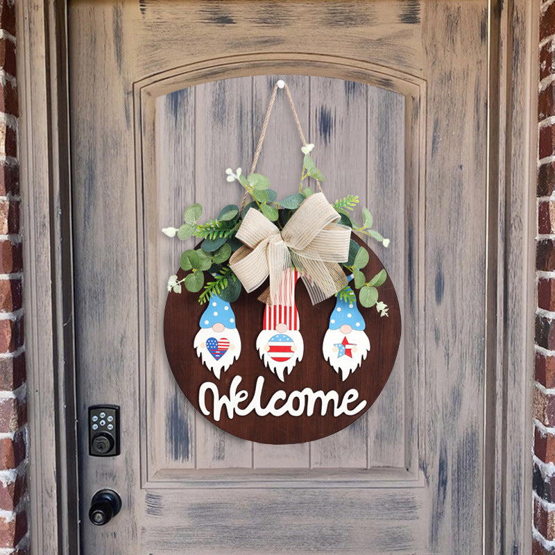 American Independence Day Decorations Home Furnishing Faceless Elderly Wooden Garland Door Hanger