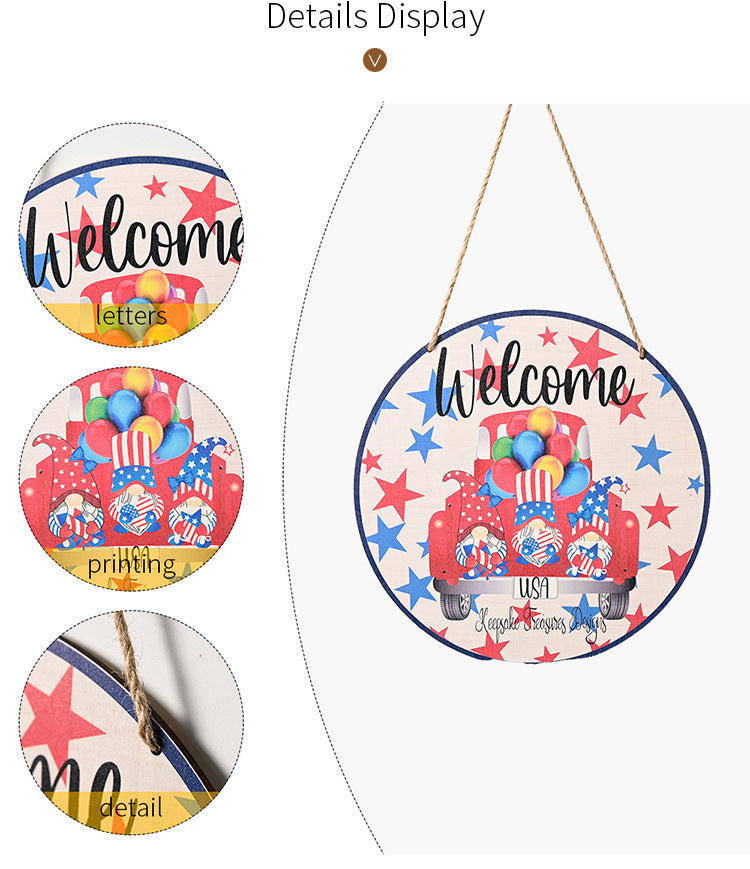 American Independence Day Wooden Car Balloon Door Hanging, 4th of July decorations, Patriotic decorations, Red, white and blue decorations, July 4th wreaths, July 4th garlands, July 4th centerpieces,