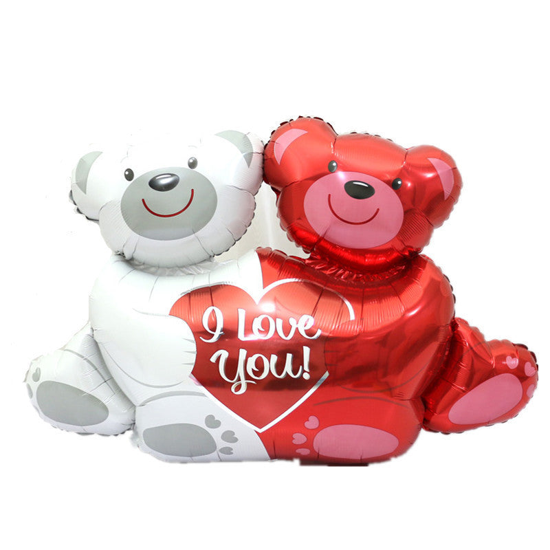 Love Hugging Bear Aluminum Film Balloon, Valentine's Day decor, Romantic home accents, Heart-themed decorations, Cupid-inspired ornaments, Love-themed party supplies, Red and pink decor, Valentine's Day table settings, Romantic ambiance accessories, Heart-shaped embellishments, Valentine's Day home embellishments