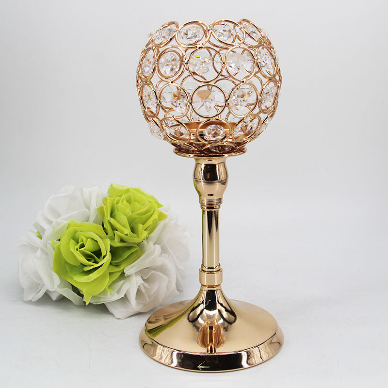 Creative golden crystal candle holder ornaments