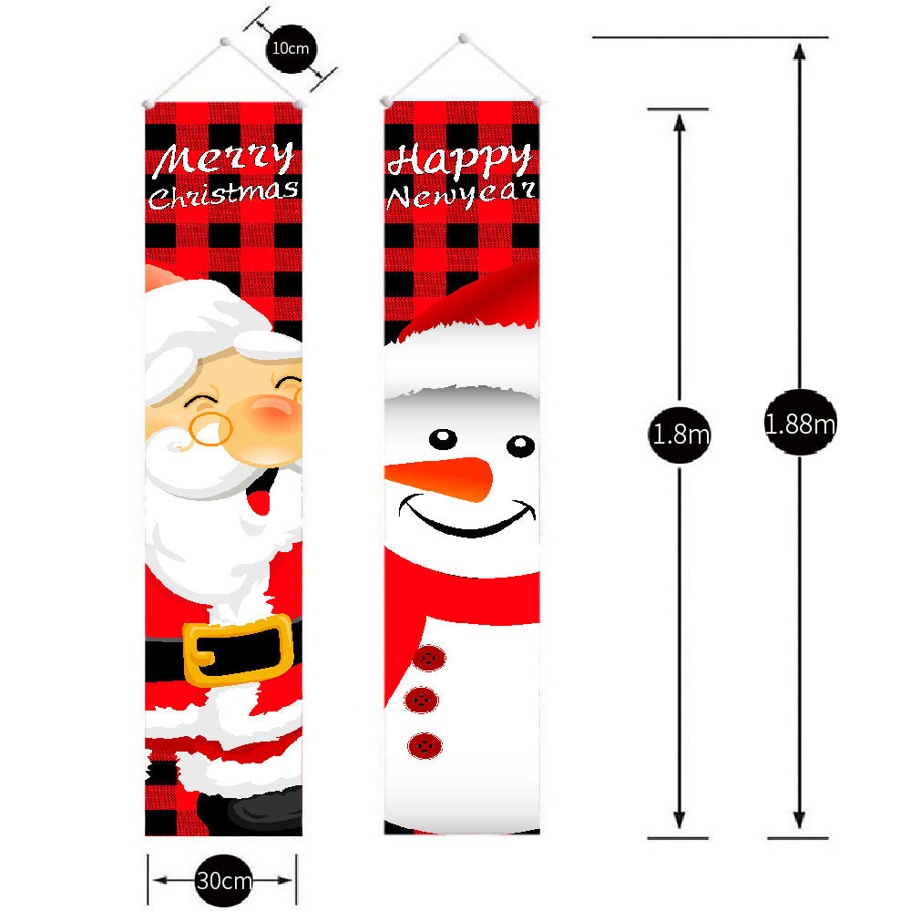 Haobei 21 Years New Product Amazon Cross-border Christmas Door Curtain Couplet Santa Claus Pattern Holiday Decorations