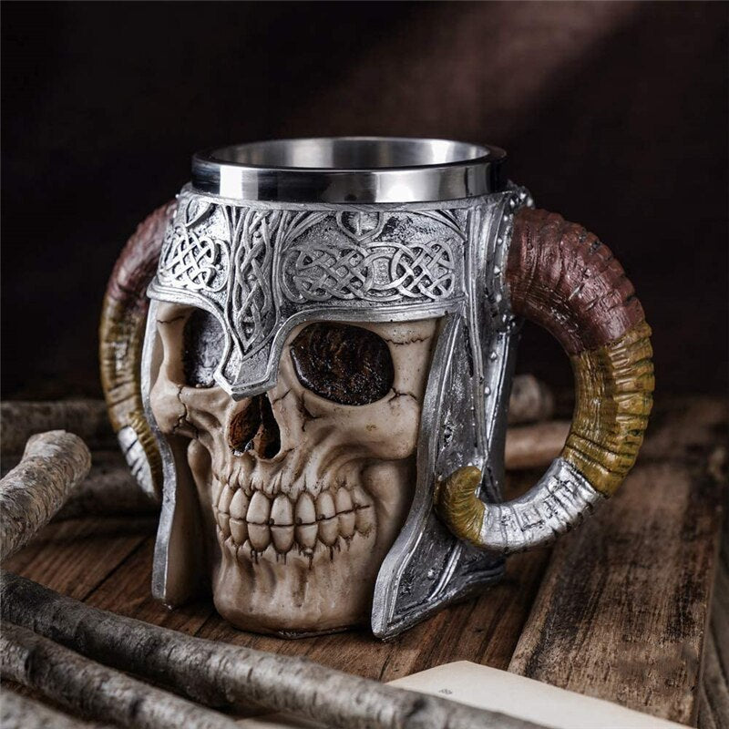 Tall Skull Helmet Cup Halloween Stainless Steel Inner Water Cup