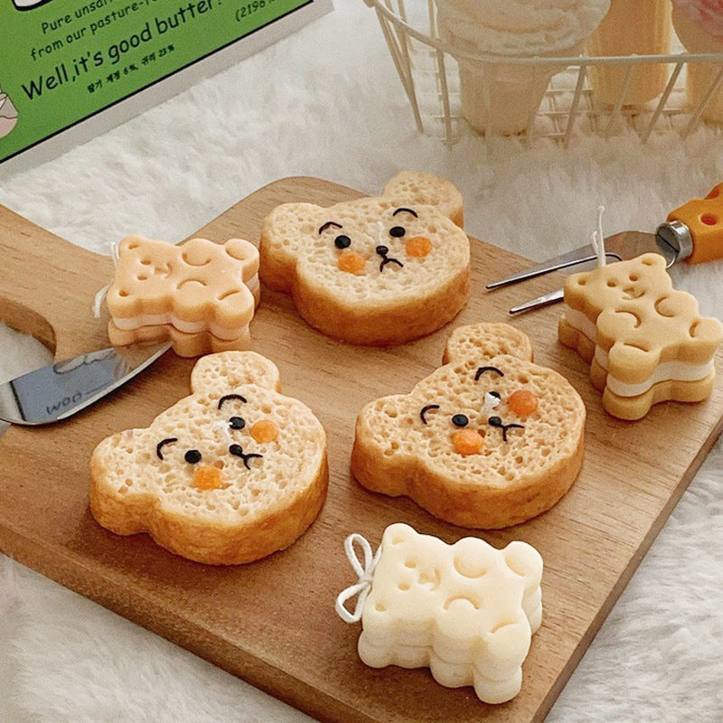 Toast Bread Bear Sandwich Biscuit Aromatherapy Candle Mould