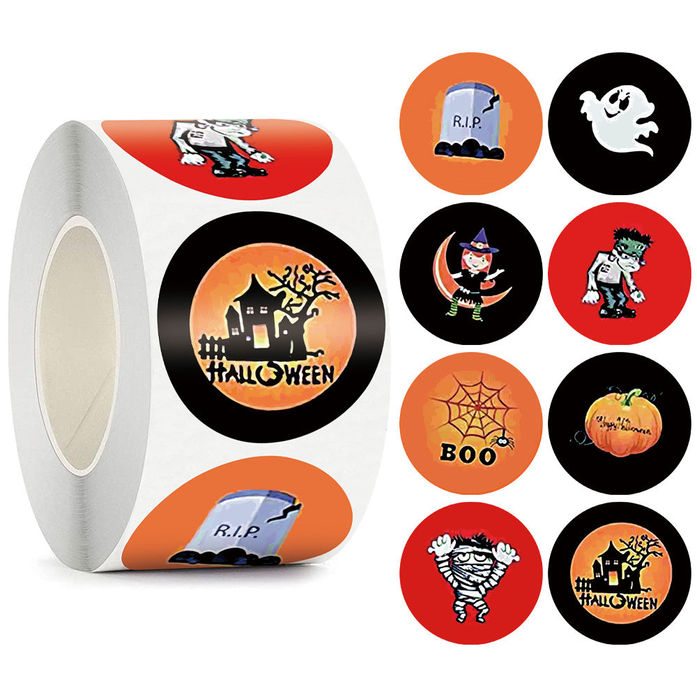 500 Rolls Happy Halloween Children's Toy Animals Thanks Decoration Sticker Label, Pumpkin lanterns, Jack o Lanterns, Halloween Lights, Halloween Decoration Ornaments, Halloween inflatables, carved pumpkins, Halloween wreaths, Halloween Candles, and animatronics Halloween.
